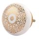Golden Floral Pattern Flat Ceramic Cabinet Knob